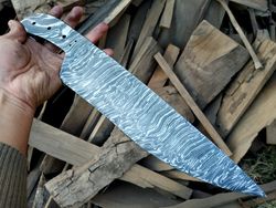 Custom Handmade Damascus steel 13:00 Inches Fire pattern  blank blades  outdoor knives customize handles