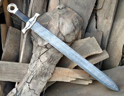 Damascus Handmade Hunting Sword,  With Twisted pattern Blade With  Leather Sheath