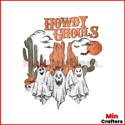 Retro Vintage Western Halloween Howdy Ghouls PNG Download