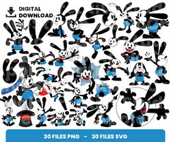 Bundle Layered Svg, Oswald the Lucky Rabbit, Children Svg, Love Svg, Digital Download, Clipart, PNG, SVG, Cricut