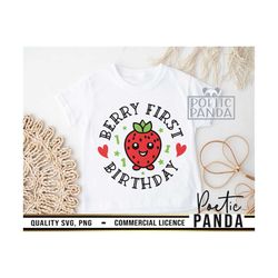 Berry 1st Birthday SVG PNG, 1st Birthday Png, Birthday Girl Svg, 1st Birthday Svg, Strawberry Svg, Cute Svg, First Birth