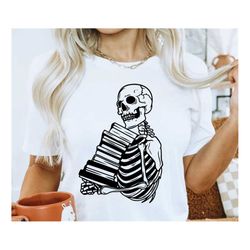 Skeleton With Book Shirt, Reading Shirt, Skeleton Tee, Gift For Book Lover, Book Lover T-shirt, Librarian Shirt, Book sh