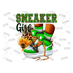 Green Sneaker Girl Leopard Png,Black fashion woman long nails baby Green png sublimation design download, black woman ha