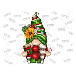 Christmas Gnome With Coffee Png Sublimation Design, Christmas Gnome Png, Gnome Sublimation Design, Hand Drawn Gnome Png,