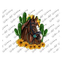Western Sunflower Horse Png, Western Horse Png Sublimation Design, Sunflower Horse Png, Horse Portrait Png, Cactus Png,