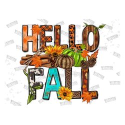 Hello Fall png sublimation design download, western Fall png, Fall leaves png, Autumn png, Fall pumpkin png, sublimate d
