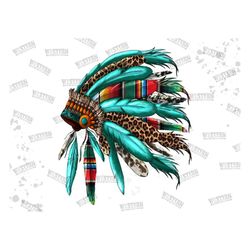 Leopard Turquoise Cowhide Indian Headdress Png, Indian Headdress Png, Leopard Headdress Png, Turquoise Headdress Png, In