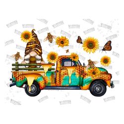 Western Gnome Truck Png Sublimation Design,Hand Drawn Gnomes Png,Sunflowers Png,Gnome Truck Png,Gnomes with Bee's Png,Di