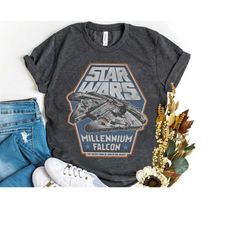 Retro Star Wars Millennium Falcon Hunk of Junk 1977 Graphic Shirt, Galaxy's Edge Unisex T-shirt Family Birthday Gift Adu