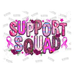 Support Squad Png Sublimation Design, Support Squad Png, Breast Cancer Awareness Png, Pink Ribbon Png, Cancer Ribbon Png
