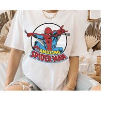 Marvel Amazing Spider-Man Retro Vintage Graphic T-shirt, Marvel Avengers Gift, Unisex T-shirt Family Birthday Gift Adult