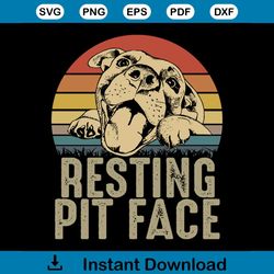 Resting Pit Face Svg, Animal Svg, Pit Face Svg, Pitbull Svg, Retro Vintage Svg, Pitbull Lovers Svg, Friend Gift Svg, Dog