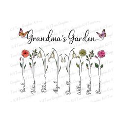 Personalized Grandma's Garden PNG, Birth Month Flowers Clipart, Grandma's Garden Png, Mother's Day Png, Personalized Gif
