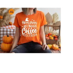 halloween tshirt, coffee graphic tees, funny hocus pocus shirt, halloween gift for her, spooky season tshirt, witch hat