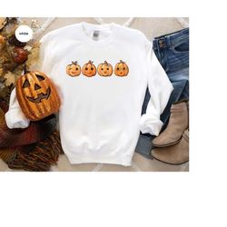 Cute Pumpkin Sweatshirt, Halloween Gifts, Gift for Her, Fall Crewneck Sweatshirt, Thanksgiving Outfits, Autumn Hoodies a