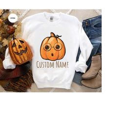 Personalized Fall Sweatshirt, Customized Gifts, Pumpkin Long Sleeve T-Shirt, Custom Halloween Shirt, Thanksgiving Hoodie