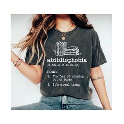 Abibliophobia Shirt, Book lover gift, Vintage reader shirt, Reading shirt for student, Bookish bibliophile tee, English