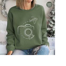travel sweaters, traveler gifts, vacation outfit, photographer hoodies, adventure graphic long sleeve, holiday sweatshir