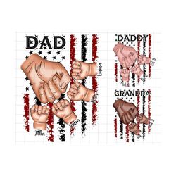 Personalized Father's Day Fist Bump Set Flag America, Father's Day Png, Fathers and Childs Hands Png, Baby Toddler Kid D