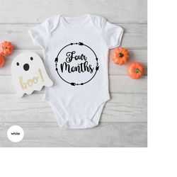 4 months birthday onesie, four month baby clothes, milestone baby onesie, monthly birthday baby bodysuit, four month mil