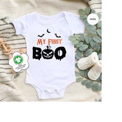 My 1st Boo Gifts, Spooky Season Shirts, First Halloween Onesie, Pumpkin Graphic Tees, New Baby Bodysuit, Cute Newborn Ba