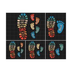 Vintage Happy Father's Day To The Best Dad We Love You Png, Personalized Fathers and Childs Footprints, Dad Kid Footprin