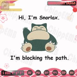 snorlax embroidery design, pokemon embroidery design, anime embroidery file, machine embroidery design, instant download