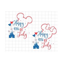 Bundle Happy 4th Of July Svg, Mouse And Friends 4th Of July Svg, American Freedom, Red White And Blue, Independence Day,