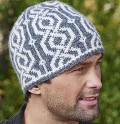 Men Hat Norwegian Patterned Hand Knitted Warm Winter Hat Scandinavian Style of Merino Wool Christmas Gift for Husband