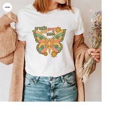 Inspirational Shirts, Gifts for Her, Motivational Outfit, Butterfly Graphic Tees, Retro Sunshine Shirt, Womens Clothing,
