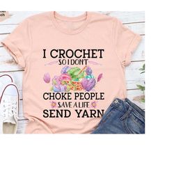 Funny Crochet Shirt, Crocheting Tshirt, Shirts for Women, Gift for Grandma, Yarn Graphic Tees, Crafter Mom Vneck T-Shirt