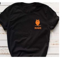 Custom Halloween T-Shirt, Personalized Owl Gifts, Owl Pocket T-Shirt, Halloween Party Gifts, Customized Animal Shirt, Me