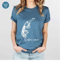 custom feather tshirt, feather birds shirt, aesthetic gift, personalized gift for her, bird outfit, women vneck t-shirt,