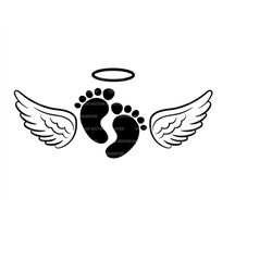 Baby Loss Memorial Svg, Angel Wings and Halo, Infant Loss Svg, Miscarriage Svg. Vector Cut file for Cricut, Silhouette,