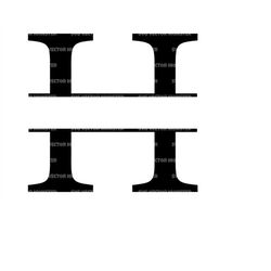 Uppercase H Letter Split Monogram Svg, Alphabet Split Name Frame, Split Font Monogram. Vector Cut file Cricut, Silhouett