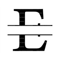 Uppercase E Letter Split Monogram Svg, Alphabet Split Name Frame, Split Font Monogram. Vector Cut file Cricut, Silhouett