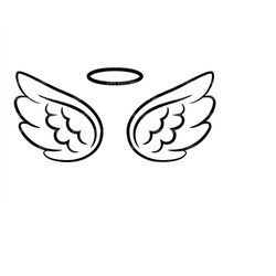 Angel Wings and Halo Svg, Loss Memorial, Funeral, Pet Memorial. Vector Cut file Cricut, Silhouette, Pdf Png Eps Dxf, Dec