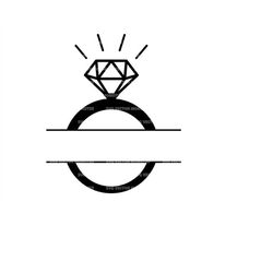 Diamond Ring Monogram Svg, Wedding Ring Svg, Engagement Ring Svg. Vector Cut file Cricut, Silhouette, Pdf Png Eps Dxf, D