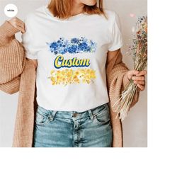 Custom Ukraine Shirt, Ukraine Flag Graphic Tees, Personalized Support Ukraine Clothing, Customized Ukraine Gifts, Floral