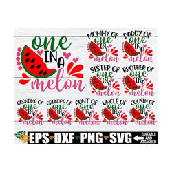 One In A Melon, Watermelon Birthday, Matching Watermelon Birthday, Family One In A Melon, Watermelon svg, Summer,Family