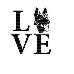 German Shepherd Love Svg, K9 Dog Svg. Vector Cut file for Cricut, Silhouette, Pdf Png Eps Dxf, Decal, Sticker, Vinyl, Pi