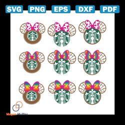 Styles Mexican Concha Minnie Ears Starbucks Bundle Svg, Brand Svg, Disney Svg, Minnie Mouse Svg, Minnie Ears Svg, Starbu