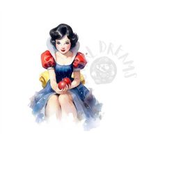 Set of 8 Watercolor Snow White Images for Printing, T-Shirts, Posters, and More - JPEG, PNG, PDF