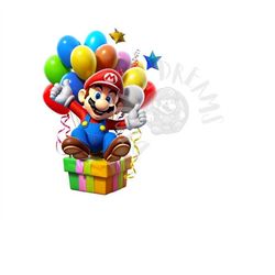Set of 8 Realistic Mario Bros Birthday Digital Images for T-Shirts, Posters, Invitations, and More - JPEG, PNG, PDF