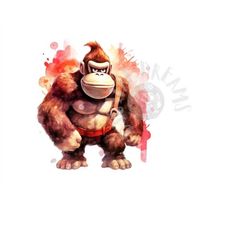 Set of 8 Watercolor Donkey Kong Digital Images for Printing, T-Shirts, Posters, and More - JPEG, PNG, PDF