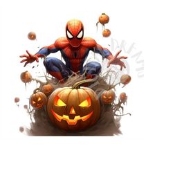 Set of 8 Halloween Spiderman Digital Images for Printing, T-Shirts, Posters, and More - JPEG, PNG, PDF