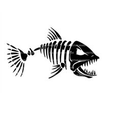 Skeleton Fish Svg, Piranha Svg, Fish Bone Svg. Vector Cut file for Cricut, Silhouette, Pdf Png Eps Dxf, Decal, Sticker,