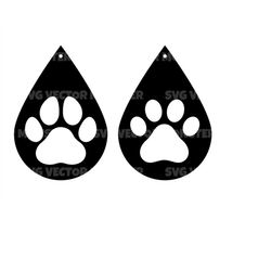 Dog Paw Print Earrings Svg, Cat Paw Print Earring Svg. Vector Cut file for Cricut, Silhouette, Pdf Png Eps Dxf, Decal, S