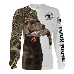 Duck Hunting With Dog Chocolate Labrador Retriever Custom Name 3D All Over Print Shirt Hoodie Personalized Hunting Gifts
