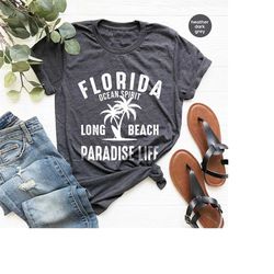 Cool Surf Shirt, Palm Tree Graphic Tees, Florida Vneck Shirt, Birthday Gifts, Trendy Surfing Tee, Surfer Gift, Summer Sh